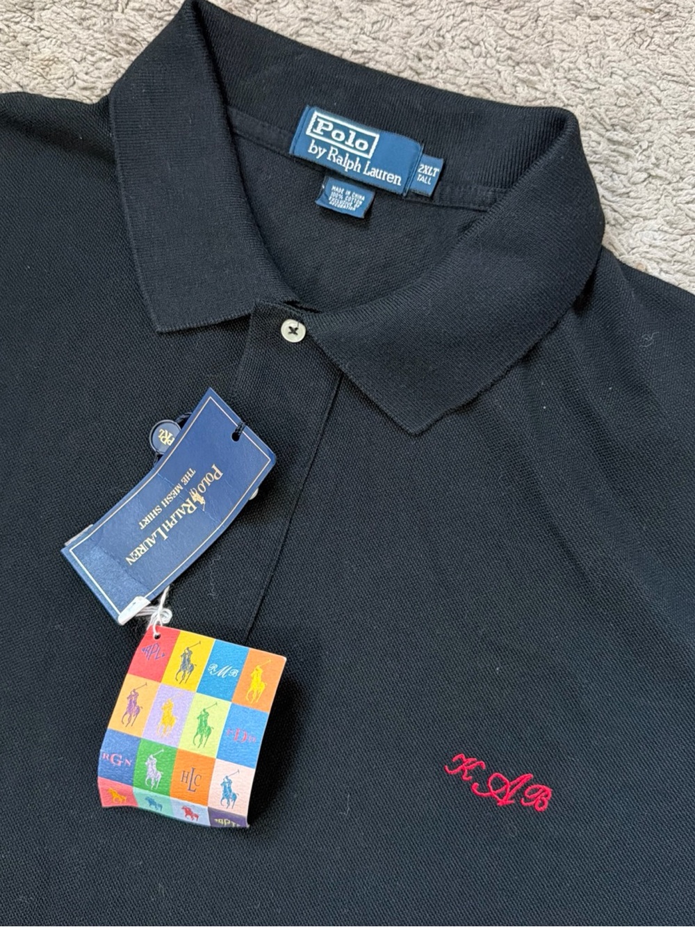 Ralph Lauren Men’s 2LT Black Polo Shirt Short Sleeve Solid Logo